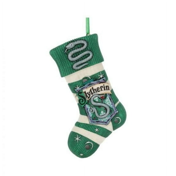 Nemesis Now Officially Licensed Harry Potter Slytherin Stocking Hanging Ornament, Resin, Green,