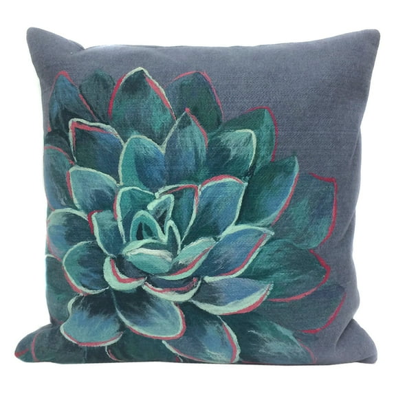 Liora Manne Visions IV Succulent Indoor Outdoor Decorative Pillow Lapis