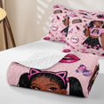 thumbnail image 4 of Erosebridal Cute Black Girls Twin Quilt Set,Kids Lipstick Cosmetics Pink Sequin Print Stars Twin Coverlet Set,2 Pieces, 4 of 7