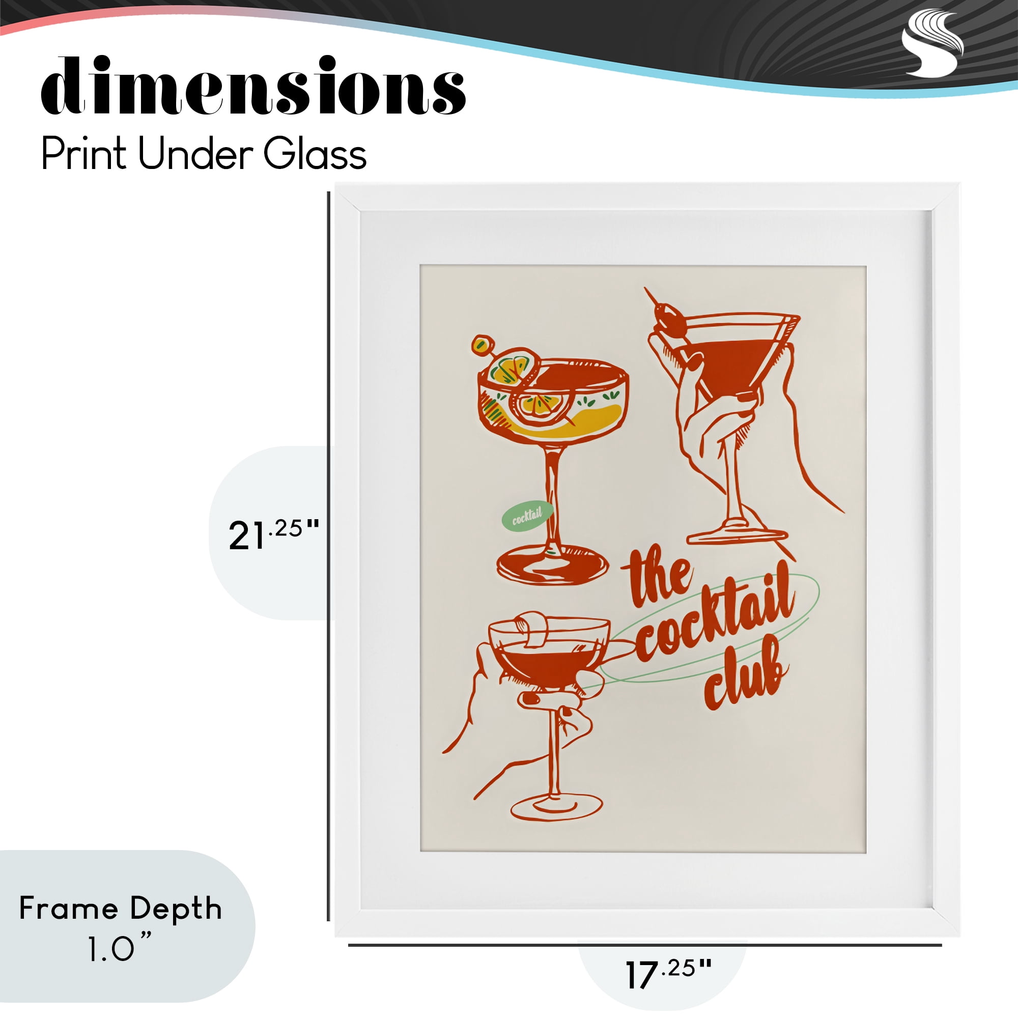 Stupell Industries Cocktail Club Toasting Glasses White Framed Print Under Glass, design by The Prints Vibe