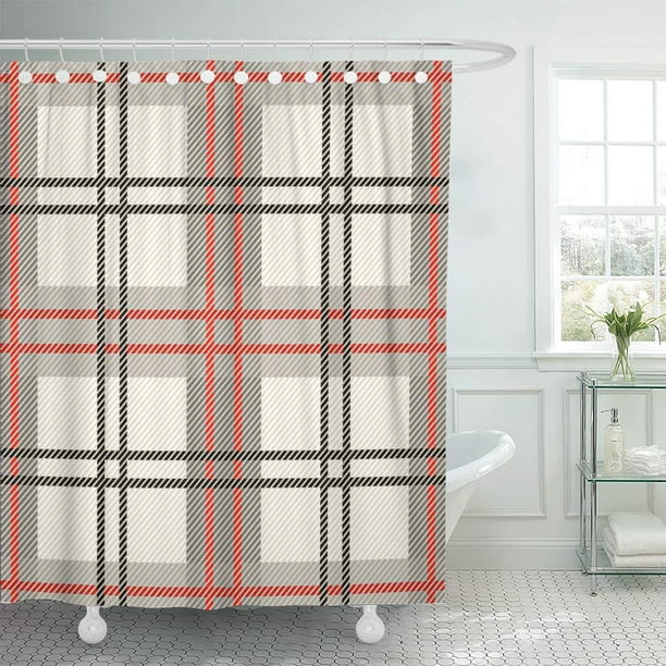 KSADK Gray Abstract Checkered Plaid Pattern Red Grey White Beautiful