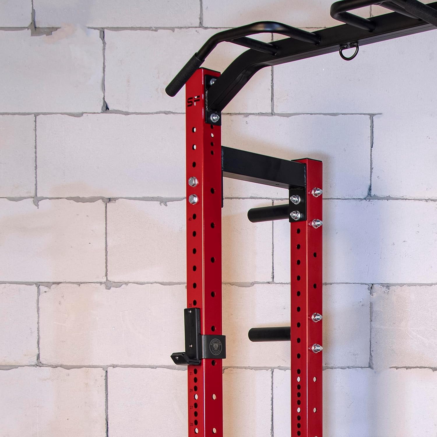 FlexWave HRCK1 Half Rack Conversion Kit, Red & Black, 3x3 Steel Add-On for Wall-Mount Squat Racks