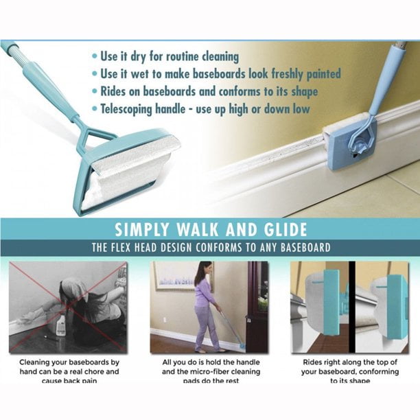 Baseboard Buddy Simply Glide Dust Extendable Microfiber Clean Wash