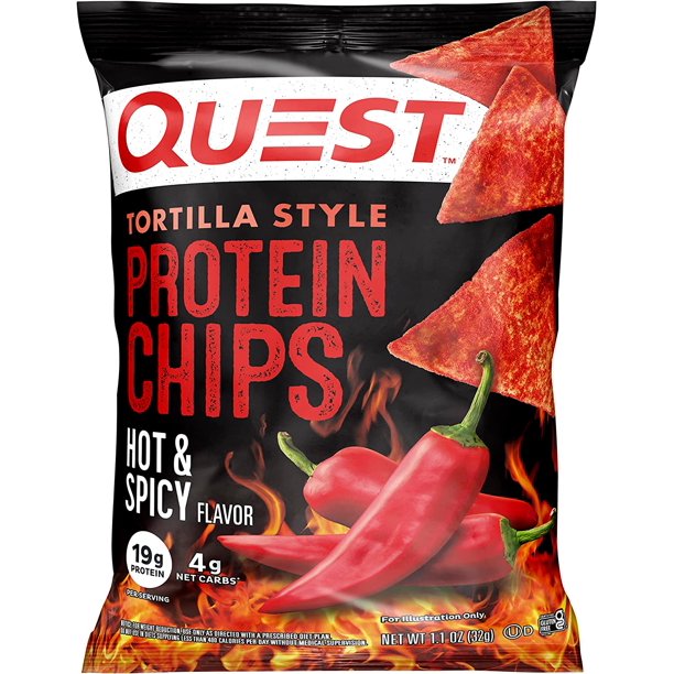 Quest Nutrition Tortilla Style Protein Chips, Hot & Spicy, High Protein, Low Carb, Gluten Free