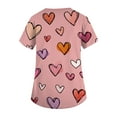 thumbnail image 4 of Valentines Scrubs Top for Women Plus Size Loose V Neck Cute Love Heart Printed Scrub Shirts Casual Short Sleeve Scrubs Medical Nurse Workwear Nursing Uniform with Pockets Pink M, 4 of 5