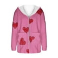 thumbnail image 5 of successthop Cozy Cardigans for Women Flannel Fuzzy Coat with Pockets Long Sleeve Hooded Streetwear Heart Outwear Pink S, 5 of 5