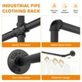 thumbnail image 3 of BEAMNOVA Industrial Pipe Clothes Rack, Wall Mounted Heavy Duty Iron Clothing Hanging Garment Rods Wardrobe Rack, Black, 3 of 8