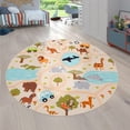 thumbnail image 5 of Kids Rug Non-Slip Play Mat with Wild Animals in Beige, 5 of 5