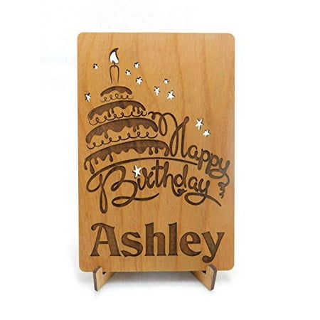 FREE ENGRAVING Custom Laser Cut Wood Birthday Card with Stand (Card with Stand)