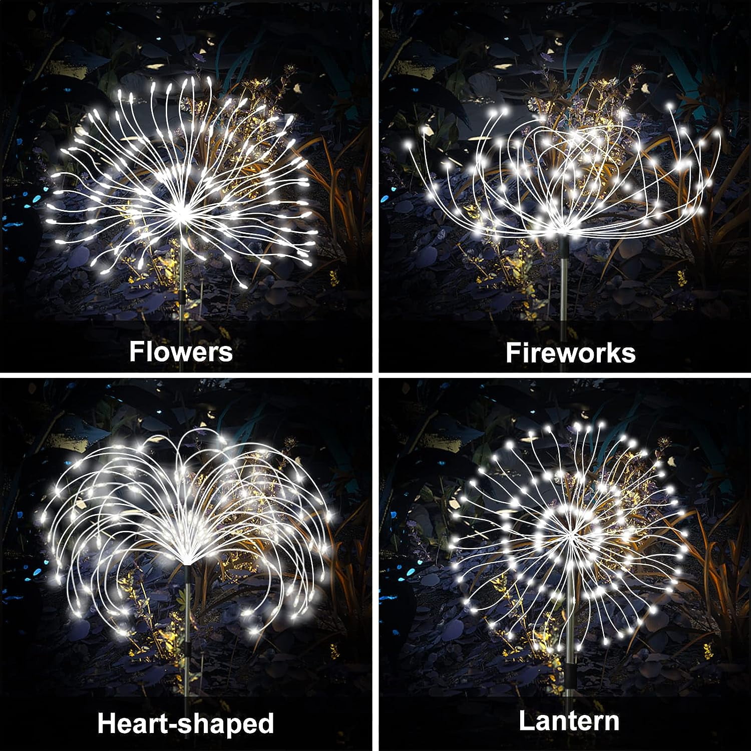 4 Pcs Solar Garden Lights Solar Firework Lights, Dingrich 120 LED Solar Powered String Light 8 Modes Twinkling Solar Lights for Garden, Wedding, Party, Patio (Cool White)