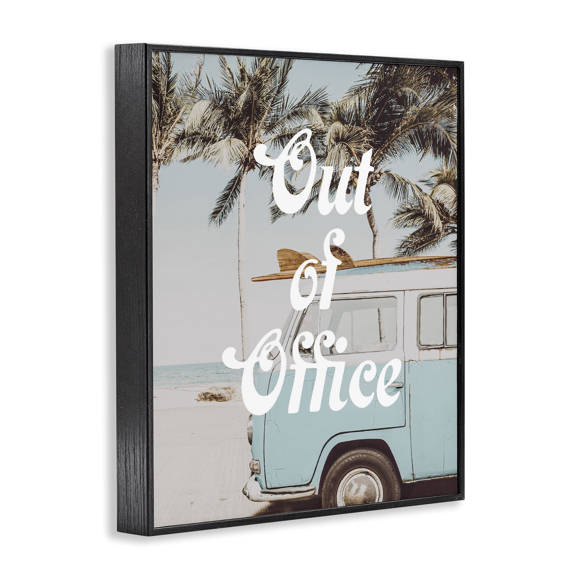 Stupell Industries Retro Out Of Office Beach Black Framed Giclee Art, design by Lil' Rue