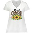 thumbnail image 3 of Inktastic Blessed Gigi Distressed Leopard Print and Sunflowers Women's Plus Size V-Neck T-Shirt, 3 of 5