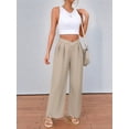 thumbnail image 4 of Womens Casual Solid Color Straight Leg Dress Pants Commute Work Trousers Khaki S, 4 of 9