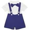 thumbnail image 1 of IBTOM CASTLE Baby Boys Formal 1st Birthday Gentleman Outfits Wedding Suit, Romper+Suspender Short Pants+Bow Tie Baptism Clothes Set, 3-Piece, 1 of 10