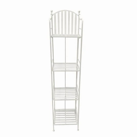 60.1 in. Iron 4 Tier Shelf, Antqie White