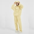 thumbnail image 5 of jtjvou 2 Piece Lounge Sets for Women Fuzzy Fleece Pajamas, Cute Bear Ear Hoodies with Long Pants Matching Sleepwear Outfits Yellow L, 5 of 6