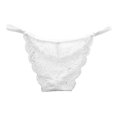 thumbnail image 1 of Gibobby Bragas elásticas para mujer Bragas encaje sexy para mujer Sin costuras Ajustable Cintura Ultra delgada Ver a través malla Tanga Bragas （Blanco，Talla única), 1 of 3
