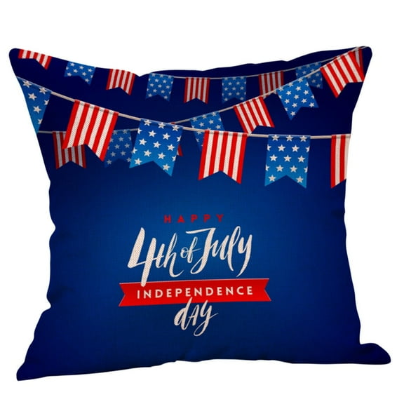OAVQHLG3B 4th of July Decorations Pillow Covers 18x18 inch Set of 4 Independence Day Patriotic Throw Pillow Case American Flag Stars and Stripes Cushion Case for Sofa Couch Bed Home Outdoor