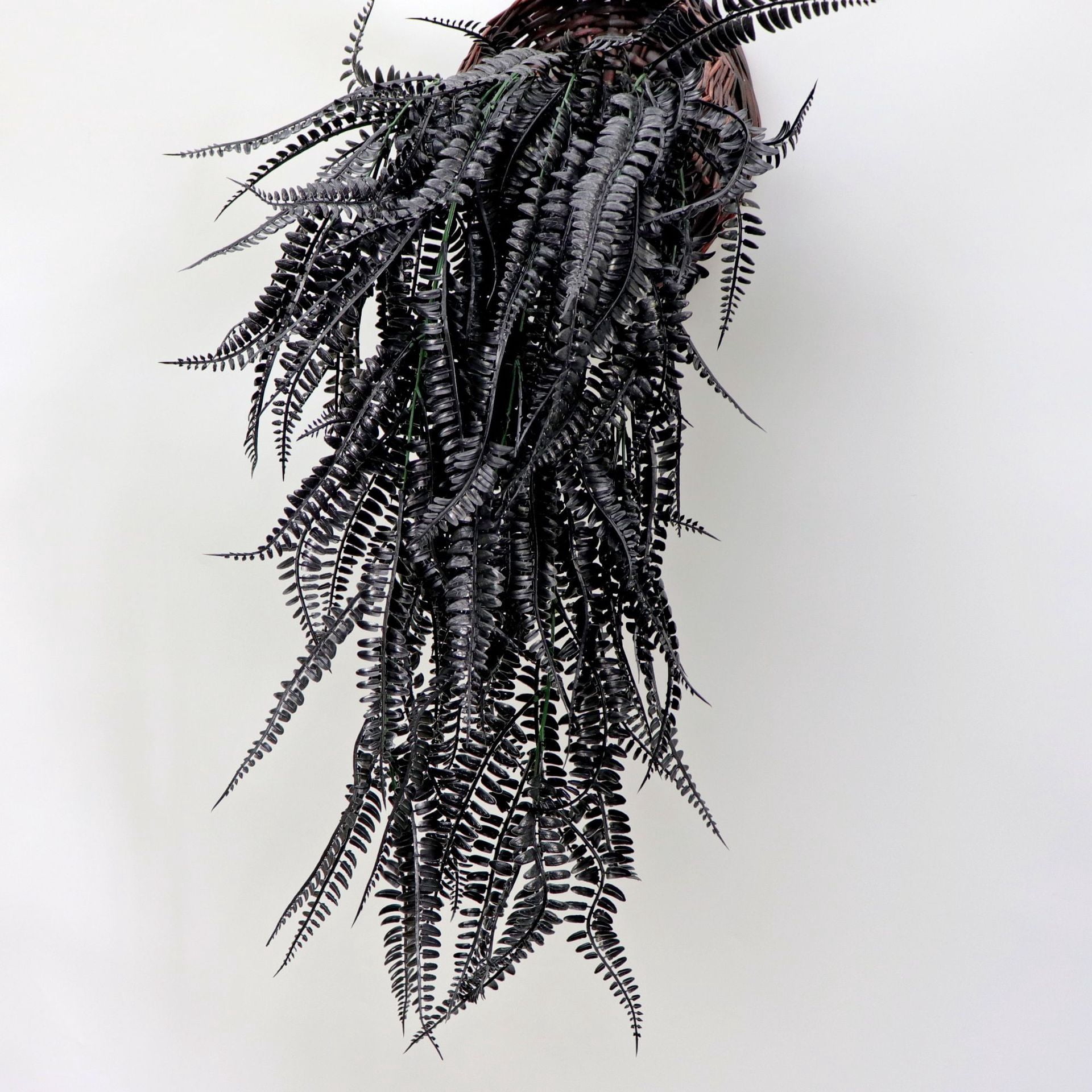 Morttic 2Pack Artificial Black Boston Fern Plants Vines Fake Hanging Rattan Plant for Autumn Thanksgiving Indoor Outdoor Home Decoration