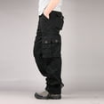 thumbnail image 4 of Pantalones largos para hombre, pantalones deportivos casuales con bolsillos cargo y cordones, pantalones largos tipo lápiz, pantalones de algodón y poliéster para hombre, 4 of 5