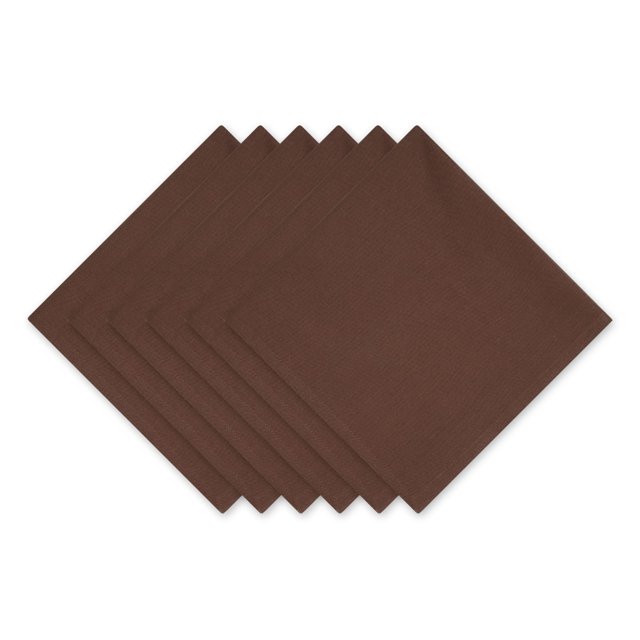 Juego de servilletas DII de algodón marrón corteza maciza, 20 x 20 cm (6 unidades)