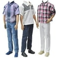 thumbnail image 2 of E-TING 3 Sets Fashion Casual Wear Plaid Doll Clothes Jacket Pants Outfits with 3 Pairs Shoes for 12 Inches boy Dolls, 2 of 6
