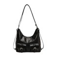 thumbnail image 1 of Bolso de hombro para mujer de piel sintética con múltiples bolsillos, bolso de mano para el trabajo y actividades al aire libre. Negro, 1 of 9