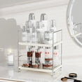 thumbnail image 4 of 2-Tier Bathroom Countertop Organizer, Kitchen Spice Rack or Makeup Skin Organizer Vanity Bedroom Storage Tray (Silver), 4 of 7