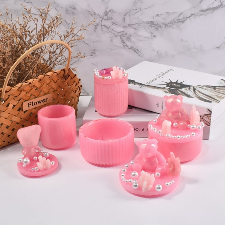 2 Set Vintage Jar Resin Mold With Lid - Stackable Jewelry Box Mold For Resin Casting