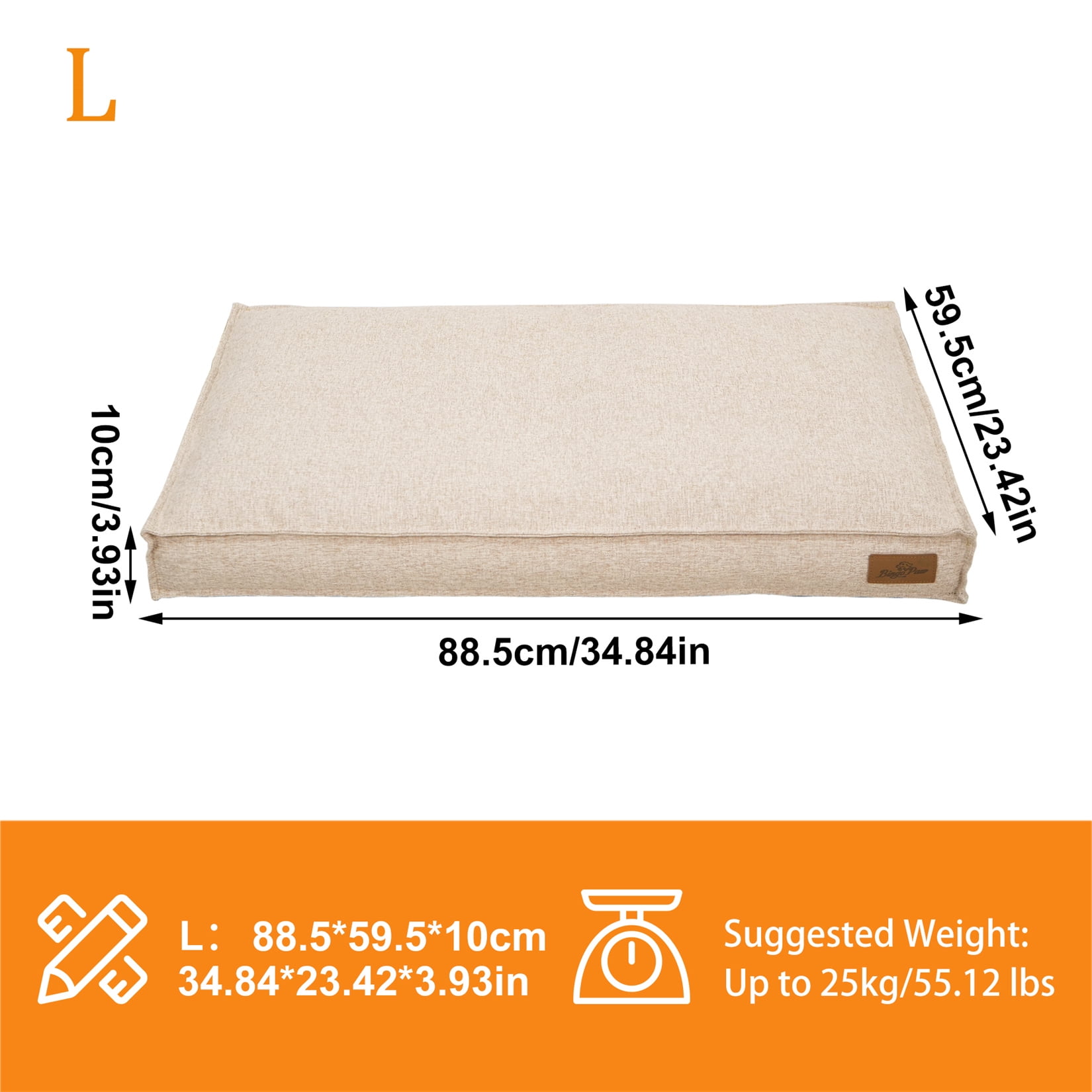 Comfort Dog Bed Pet Pillow Bed Linen Cover Foam Base Cozy Sleep Bed Pet Mat for Cats Kennels L