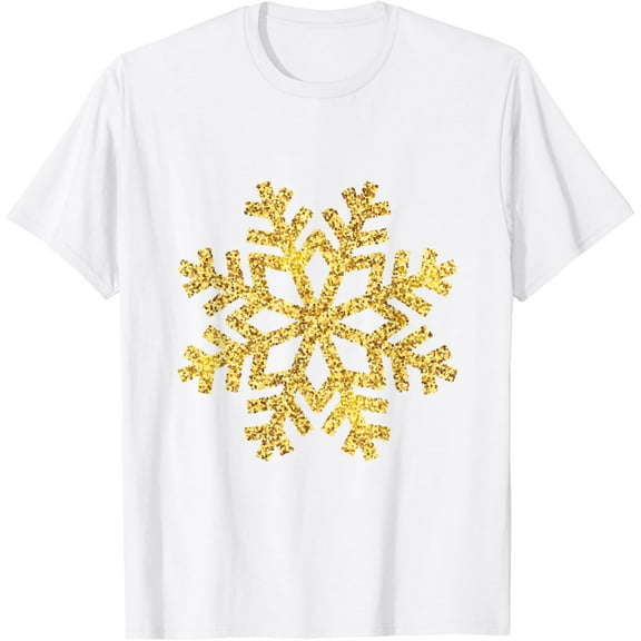 Christmas Gold Snowflake T-shirt Winter for mens womens kids T-ShirtMen's and women's pure cotton short-sleeved shirts