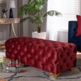 thumbnail image 5 of Bowery Hill Modern Tufted Velvet Ottoman in Burgundy and Gold, 5 of 8