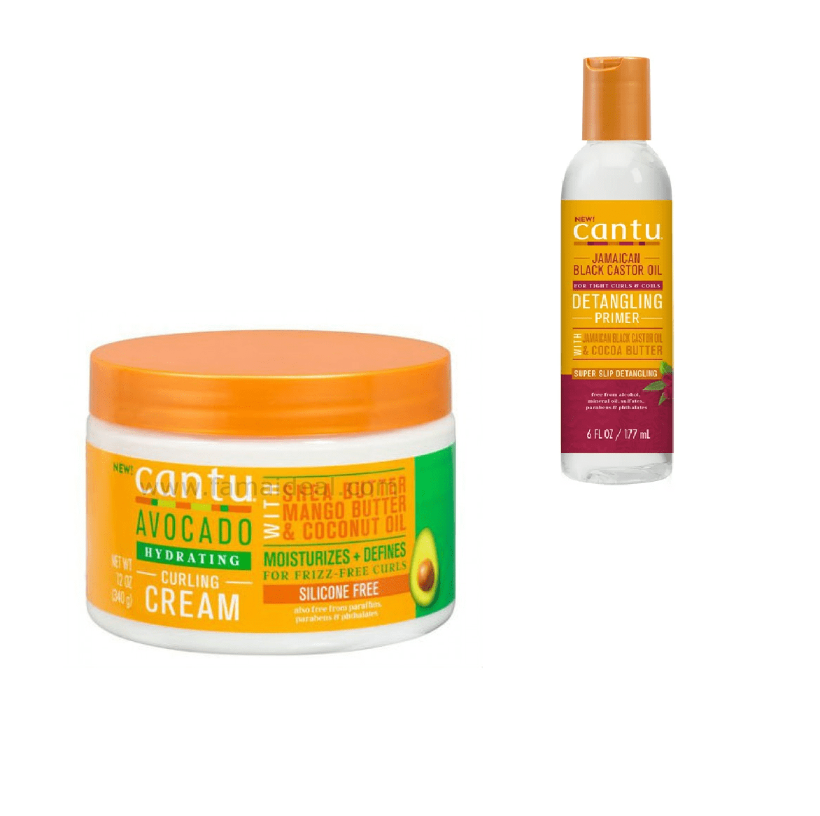 Cantu Avocado Hydrating Curling Cream, 12 oz & Detangling Primer, 6 fl