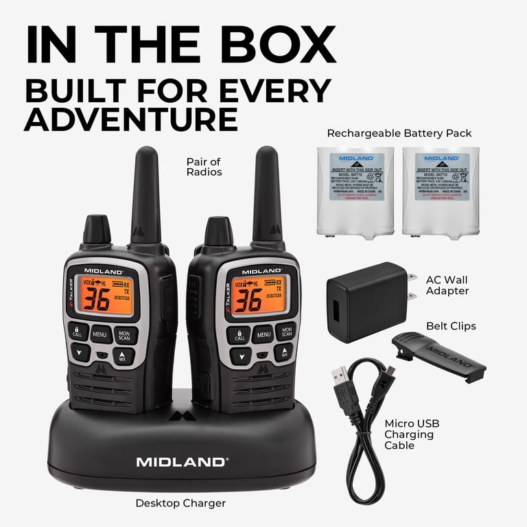 Midland X-Talker T71VP3 FRS Two-Way Walkie Talkies with Long