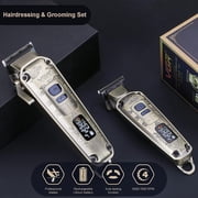 VGR Hair Clipper for Men Professional Hair Trimmer Barber Clippers Set, Cord/Cordless Beard Trimmer Hair Grooming Kit, T-Blade Zero Gapped Rechargeable LED Display Haircutting Kit