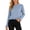 Blue, variant on Women's Ruffle Hem Crew Neck Cropped Sweater, Long Sleeve Flounce Cuff Soft Knit Pullover, Solid Colors