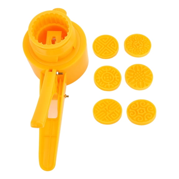 BOKYAN 50g Food Grade Plastic Hand Press Cookie Stamp – 6 Pattern Mooncake & Dessert Maker, BPA‑Free, Easy Clean, Ideal for Mid‑Autumn Festival