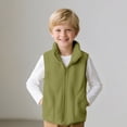 thumbnail image 2 of Otqutp Boys Girls Plain Fleece Vest Teen Kids Zip Up Mock Neck Sleeveless Thermal Fall Winter Outerwear Warm Jacket Waistcoat, 2 of 5