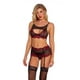 thumbnail image 2 of Conjunto de lencería sexy de encaje para mujer, ropa interior de malla hueca, sujetador, ropa de dormir, rojo vino, M sidaley XX000092-07, 2 of 7