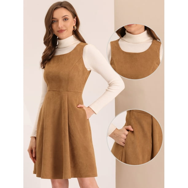 Vestido de gamuza Sintética Allegra K sin Mangas Cuello Redondo