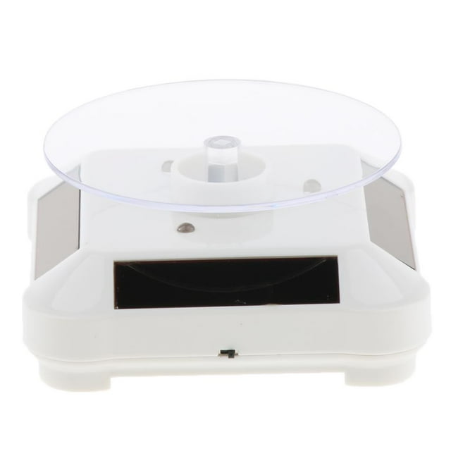 yingyy Solar Powered Rotary Display Stand Turn Table Changing Color Lights White 90mm