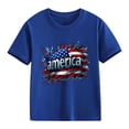 thumbnail image 4 of Girls Patriotic American Flag Graphic Tee Short Sleeve 4th of July T-Shirt Dark Blue for Kids Little Girl Kids,Size 5-6 T, 4 of 7