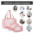 thumbnail image 4 of Lazer Accessories Lazer Makeup Travel Pouch, Cosmetic Bag, Travel Kit Pouch For Toiletries, Brushes And Cosmetics - Set Of 3 - Washbag Pouch - Pink, 4 of 9