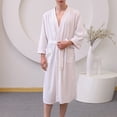 thumbnail image 2 of HBFAGFB Peignoir Homme à Lacets Manches Longues Mi-Longue Robe Décontractée avec Poches Blanc Taille TG, 2 of 4