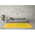 thumbnail image 3 of Ahgly Company Machine Washable Indoor Round Oriental Yellow Modern Area Rugs, 6' Round, 3 of 4
