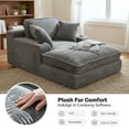 thumbnail image 4 of EOP 67'' Modern Oversized Chaise Lounge Chair Indoor, Plush Boneless Cloud Couch with Side Pockets & Cup Holders, Comfy Corduroy Sleeper Couch with Removable Pillows for Living Room, Gray, 4 of 10