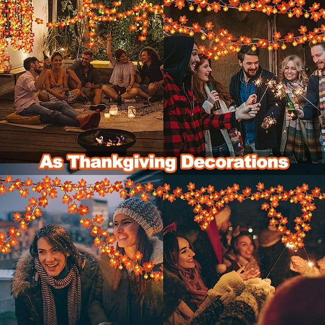 Dpityserensio Led Maple Lantern String Thanksgiving Garden Party Room Decoration Light