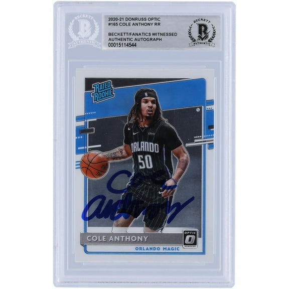 Cole Anthony Orlando Magic Autographed 2020-21 Panini Donruss Optic #165 Beckett Fanatics Witnessed Authenticated Rookie Card - Fanatics Authentic Certified