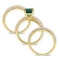 thumbnail image 4 of Everly Women's Created Sapphire and Created Emerald Yellow Gold Plated Bridal Set, 4 of 8