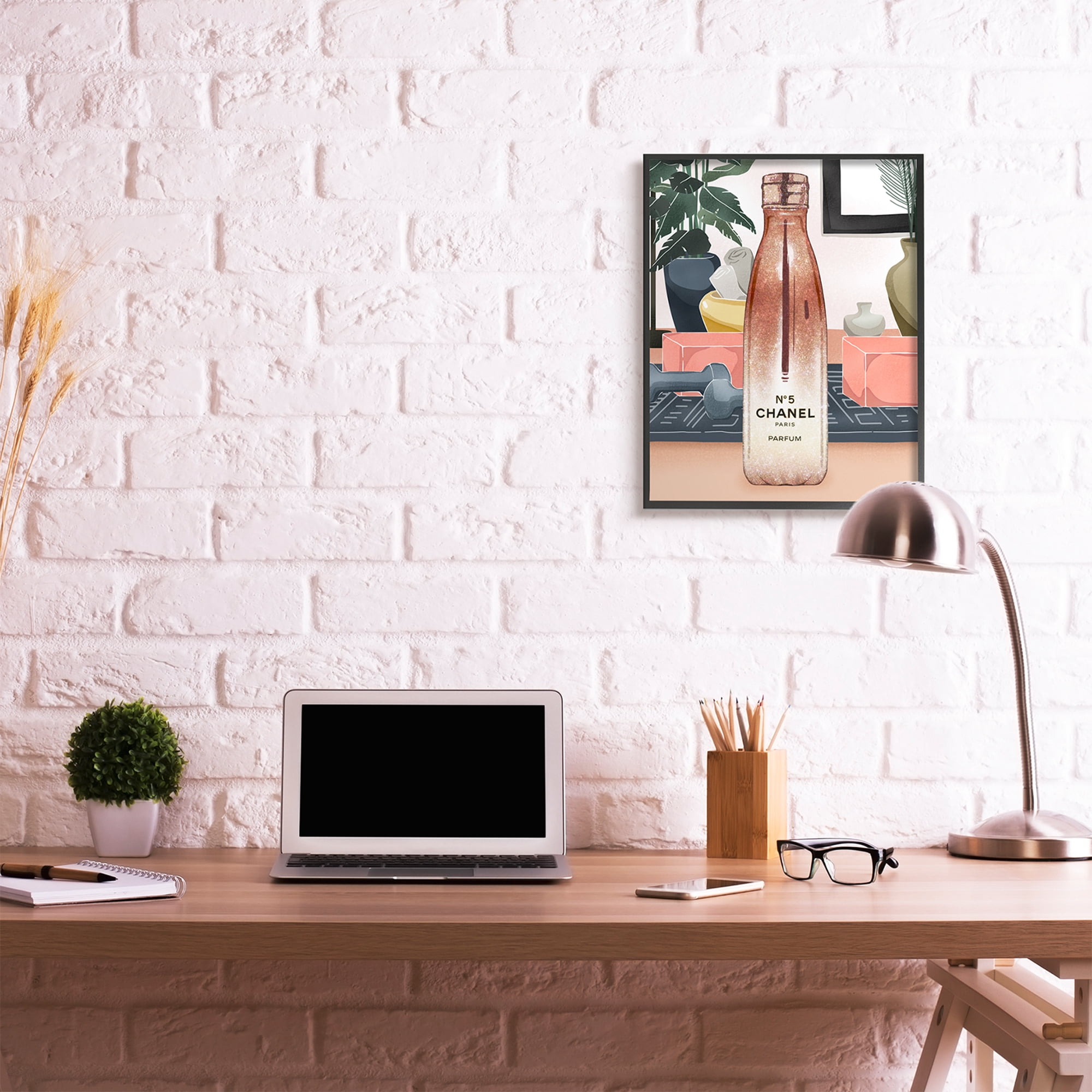 Stupell Industries Glam Fashion Designer Bottle Modern Home Interior Beauty & Fashion Painting Black Framed Art Print Wall Art, 24 x 30